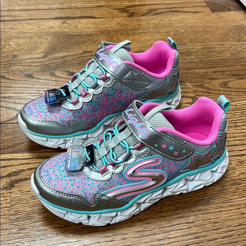 Skechers Kids' Light-Up Sneakers - Pink and Gray